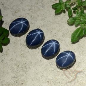 Gemas de Zafiro estrella Azul marino intenso natural de 3.92 ct, Ovalada, Opaco