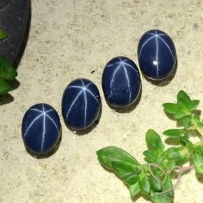 Gemas de Zafiro estrella Azul marino intenso natural de 4.34 ct, Ovalada, Opaco