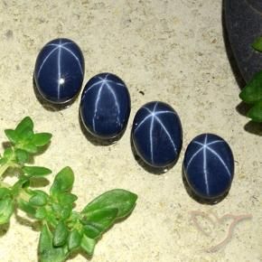 Gemas de Zafiro estrella Azul marino intenso natural de 4.34 ct, Ovalada, Opaco