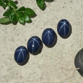 Gemas de Zafiro estrella Azul marino intenso natural de 4.18 ct, Ovalada, Opaco