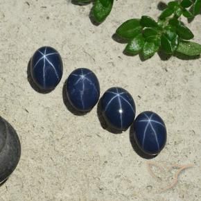 Gemas de Zafiro estrella Azul marino intenso natural de 4.18 ct, Ovalada, Opaco