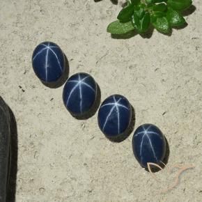 Gemas de Zafiro estrella Azul oscuro natural de 4.05 ct, Ovalada, Opaco