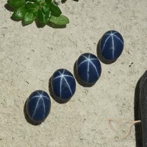 Gemas de Zafiro estrella Azul oscuro natural de 4.05 ct, Ovalada, Opaco