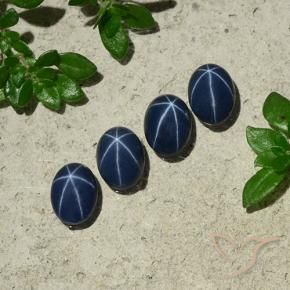 Gemas de Zafiro estrella Azul oscuro natural de 3.45 ct, Ovalada, Opaco