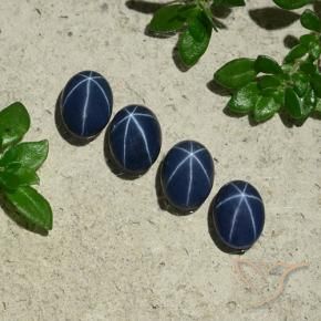 Gemas de Zafiro estrella Azul oscuro natural de 3.45 ct, Ovalada, Opaco