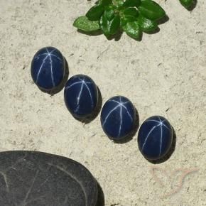 Gemas de Zafiro estrella Azul oscuro natural de 3.86 ct, Ovalada, Opaco