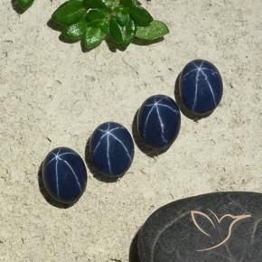 Gemas de Zafiro estrella Azul oscuro natural de 3.86 ct, Ovalada, Opaco