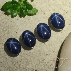 Gemas de Zafiro estrella Azul oscuro natural de 6.26 ct, Ovalada, Opaco