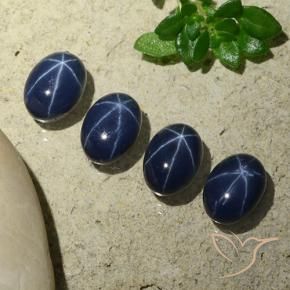 Gemas de Zafiro estrella Azul oscuro natural de 6.26 ct, Ovalada, Opaco