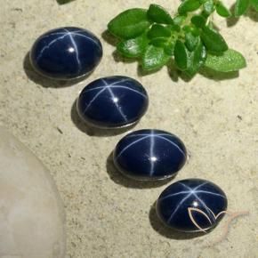 Gemas de Zafiro estrella Azul marino intenso natural de 5.18 ct, Ovalada, Opaco