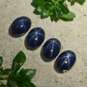 Gemas de Zafiro estrella Azul oscuro natural de 4.39 ct, Ovalada, Opaco