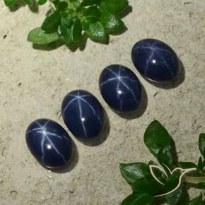 Gemas de Zafiro estrella Azul oscuro natural de 4.39 ct, Ovalada, Opaco