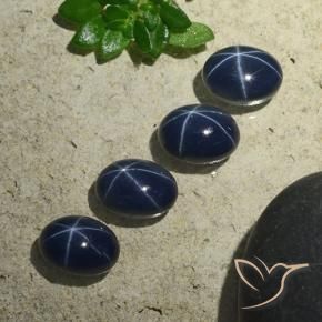 Gemas de Zafiro estrella Azul marino intenso natural de 6.34 ct, Ovalada, Opaco