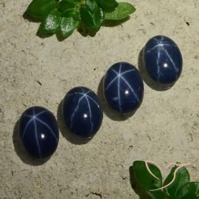 Gemas de Zafiro estrella Azul oscuro natural de 4.08 ct, Ovalada, Opaco