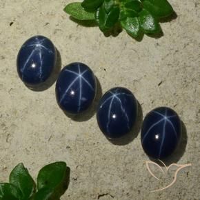 Gemas de Zafiro estrella Azul oscuro natural de 4.08 ct, Ovalada, Opaco