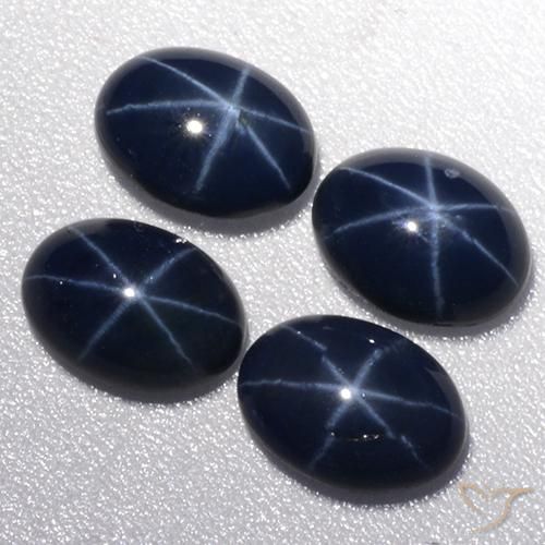 Gemas de Zafiro estrella Azul oscuro natural de 4.29 ct, Ovalada, Opaco