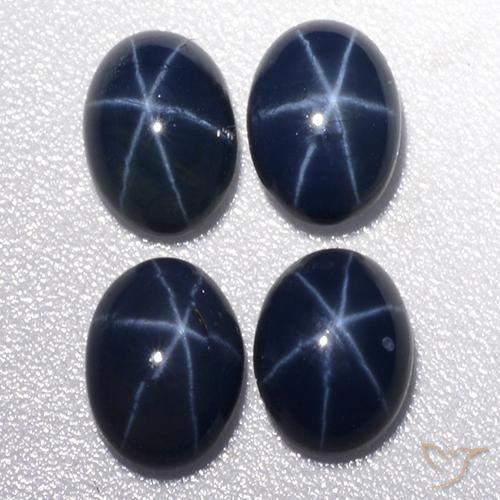 Gemas de Zafiro estrella Azul oscuro natural de 4.29 ct, Ovalada, Opaco