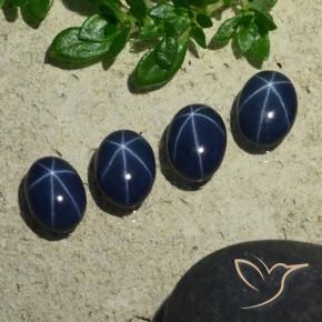 Gemas de Zafiro estrella Azul oscuro natural de 4.38 ct, Ovalada, Opaco