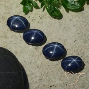 Gemas de Zafiro estrella Azul oscuro natural de 3.34 ct, Ovalada, Opaco