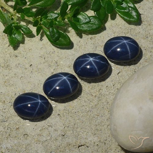 4.95ctw Natural Azul oscuro Zafiro estrella, Ovalada, Opaco