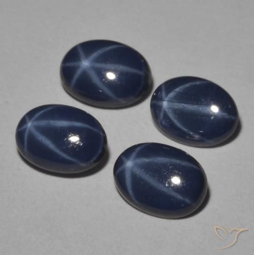 Gemas de Zafiro estrella Azul oscuro natural de 3.73 ct, Ovalada, Opaco