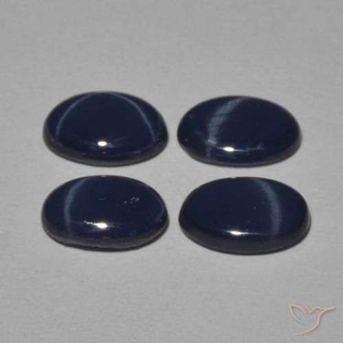 Gemas de Zafiro estrella Azul oscuro natural de 3.73 ct, Ovalada, Opaco