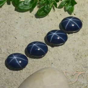 Gemas de Zafiro estrella Azul oscuro natural de 3.75 ct, Ovalada, Opaco