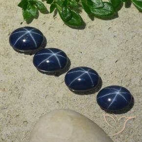 Gemas de Zafiro estrella Azul oscuro natural de 3.75 ct, Ovalada, Opaco