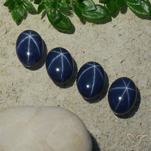 4.99ctw Natural Azul marino intenso Zafiro estrella, Ovalada, Opaco