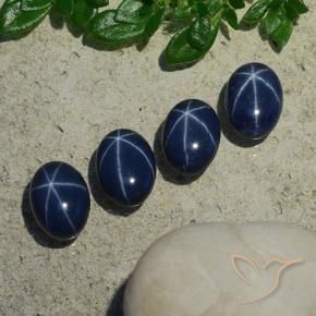 Gemas de Zafiro estrella Azul marino intenso natural de 4.99 ct, Ovalada, Opaco