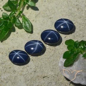 Gemas de Zafiro estrella Azul oscuro natural de 4.08 ct, Ovalada, Opaco
