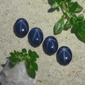 Gemas de Zafiro estrella Azul oscuro natural de 3.24 ct, Ovalada, Opaco