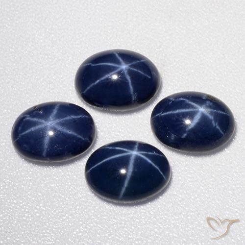 5.13ctw Natural Azul oscuro Zafiro estrella, Ovalada, Opaco