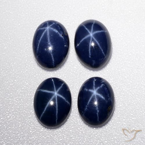 Gemas de Zafiro estrella Azul oscuro natural de 5.13 ct, Ovalada, Opaco