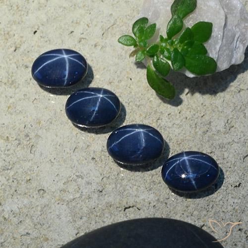 Gemas de Zafiro estrella Azul oscuro natural de 4.71 ct, Ovalada, Opaco