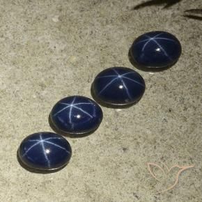 Gemas de Zafiro estrella Azul oscuro natural de 4.90 ct, Ovalada, Opaco