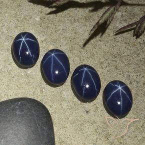 Gemas de Zafiro estrella Azul oscuro natural de 3.73 ct, Ovalada, Opaco