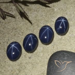 Gemas de Zafiro estrella Azul oscuro natural de 3.73 ct, Ovalada, Opaco