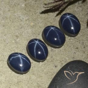 Gemas de Zafiro estrella Azul oscuro natural de 4.29 ct, Ovalada, Opaco