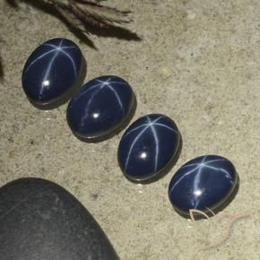 Gemas de Zafiro estrella Azul oscuro natural de 4.29 ct, Ovalada, Opaco