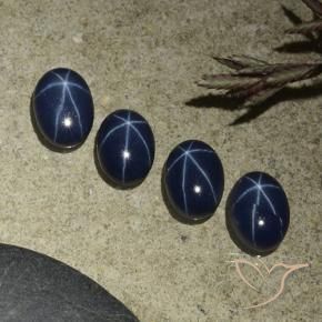 Gemas de Zafiro estrella Azul oscuro natural de 4.24 ct, Ovalada, Opaco
