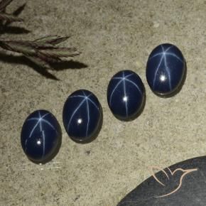Gemas de Zafiro estrella Azul oscuro natural de 4.24 ct, Ovalada, Opaco