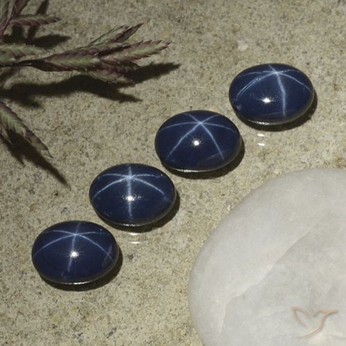 5.26ctw Natural Azul oscuro Zafiro estrella, Ovalada, Opaco