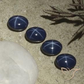 Gemas de Zafiro estrella Azul oscuro natural de 5.26 ct, Ovalada, Opaco