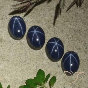 Gemas de Zafiro estrella Azul oscuro natural de 4.57 ct, Ovalada, Opaco
