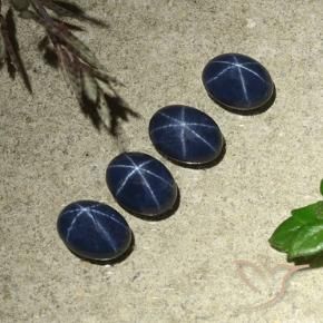 Gemas de Zafiro estrella Azul oscuro natural de 5.60 ct, Ovalada, Opaco