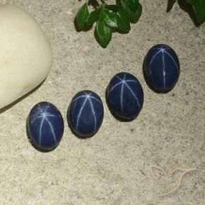 Gemas de Zafiro estrella Azul oscuro natural de 4.27 ct, Ovalada, Opaco
