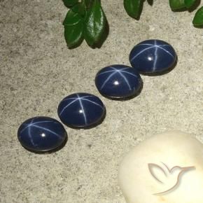 Gemas de Zafiro estrella Azul oscuro natural de 3.91 ct, Ovalada, Opaco