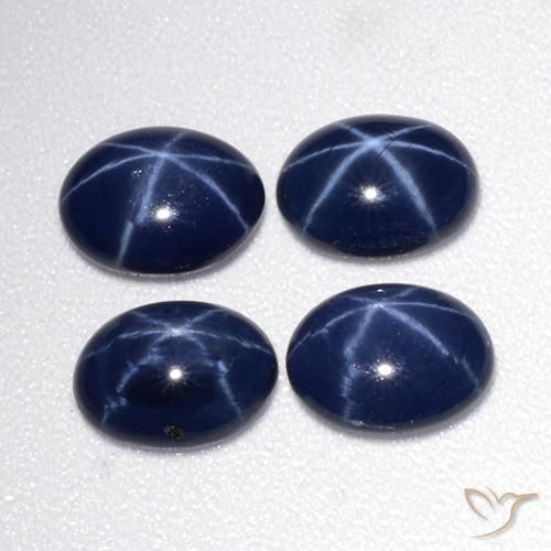 Gemas de zafiro estrella azul natural de 3,49 ct, corte óvalo, opaco