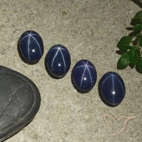 Gemas de Zafiro estrella Azul oscuro natural de 4.72 ct, Ovalada, Opaco